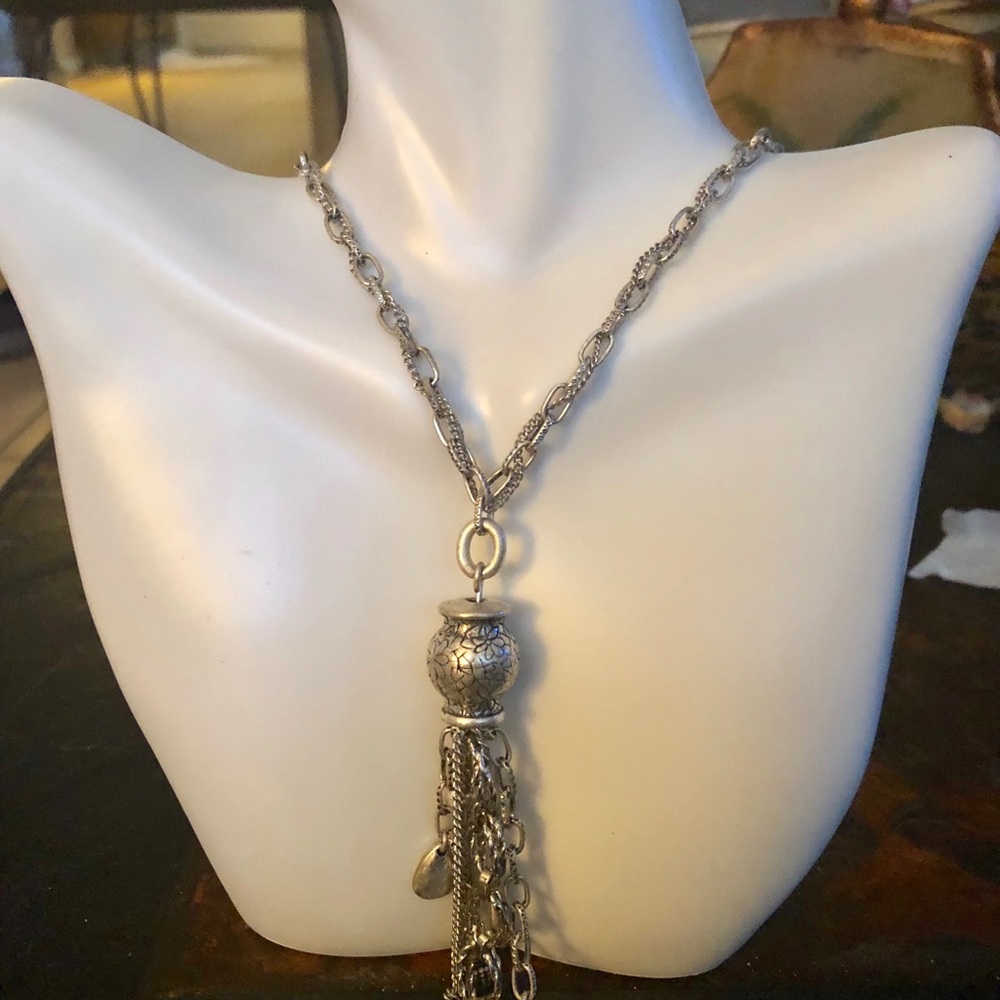 Chico’s Pewter Silver Tone Fashion Necklace NWT